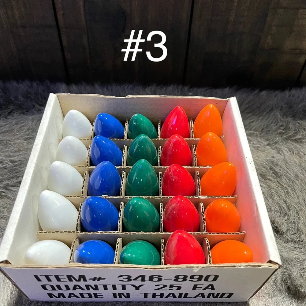 Vintage C9 Set of 25 Replacement Light Bulbs-Mixed Colors